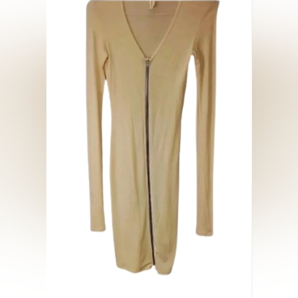 ZOE TWITT Cream Zip-Front Knit Sweater Dress / Tunic • Handmade NYC • Size S